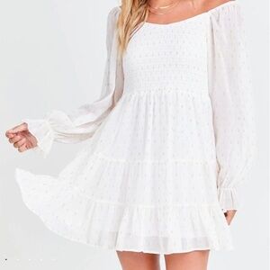 Altar'd State Cream Long Sleeve Dress